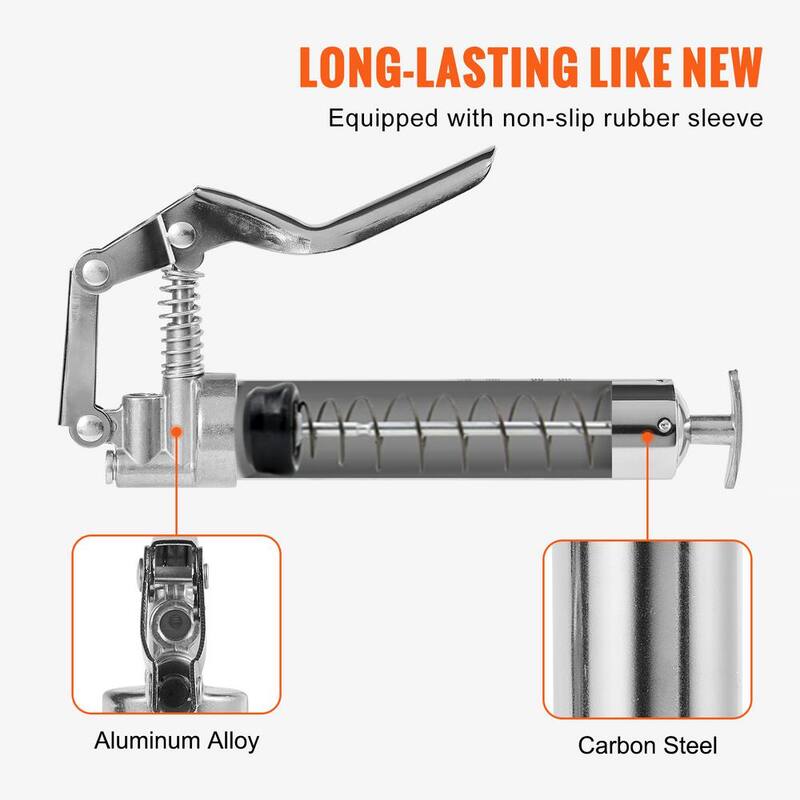 VEVOR Pistol Grip Grease Gun 3500 PSI Heavy Duty Professional Grease Gun with 11.65 in. Flexible Hose 4 oz. Capacity - SDHYQSQSW12INN429V0