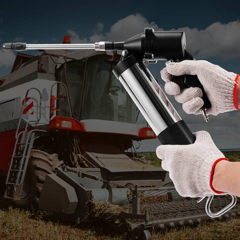 VEVOR Air Operated Grease Gun, 6000PSI, 14 oz./400 CC Capacity Heavy Duty Pneumatic Grease Gun, with 18.5 in. Flexible Hose - QD18IN6000PSIEXBEV0-819