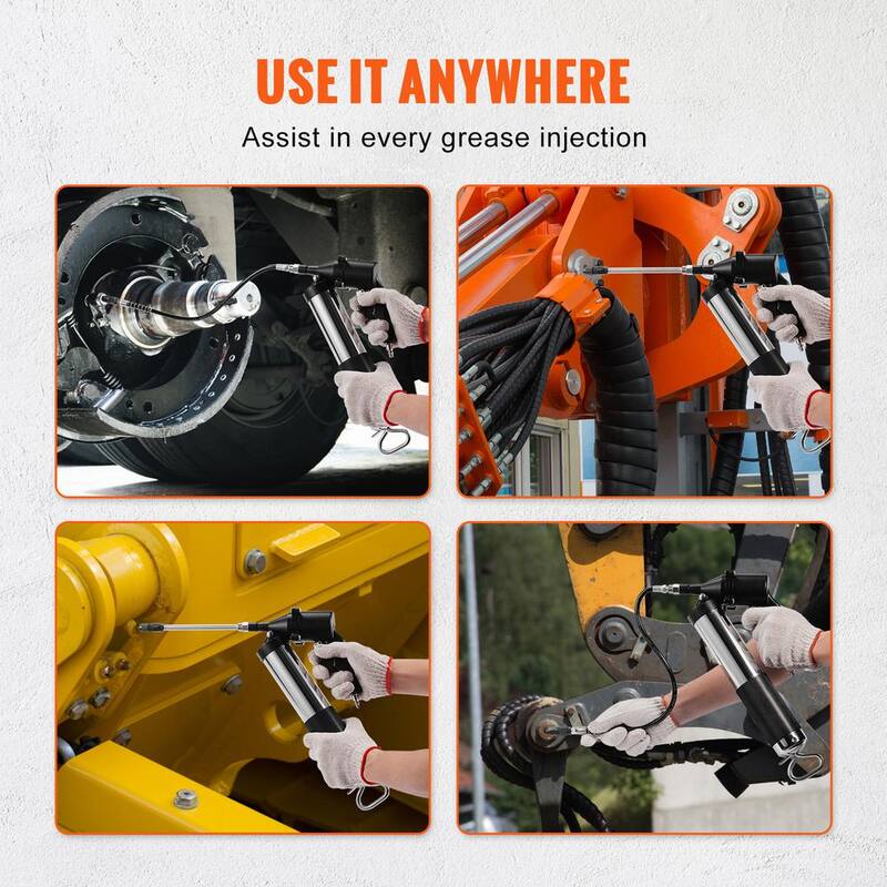 VEVOR Air Operated Grease Gun, 6000PSI, 14 oz./400 CC Capacity Heavy Duty Pneumatic Grease Gun, with 18.5 in. Flexible Hose - QD18IN6000PSIEXBEV0-819