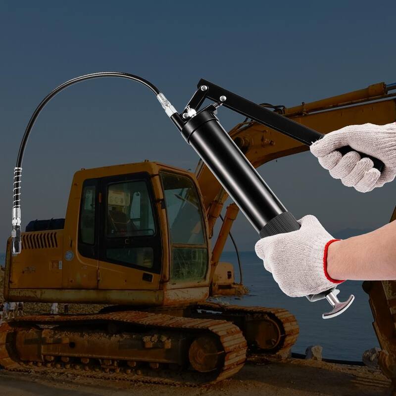 VEVOR Grease Gun, 10000 PSI Max. Working Pressure, 20 oz./600 CC Capacity Heavy Duty Lever Action Grease Gun Kit - SDHYQGGSW18IN6SQRV0-805