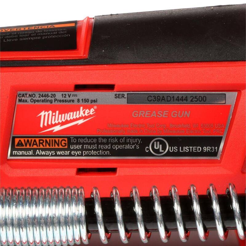 Milwaukee M12 12V Lithium-Ion Cordless Grease Gun with 2.0 Ah Compact Battery - 2446-20-48-11-2420