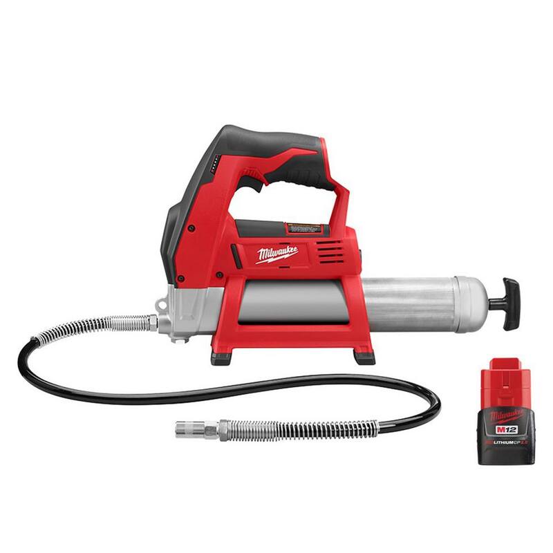 Milwaukee M12 12V Lithium-Ion Cordless Grease Gun with 2.0 Ah Compact Battery - 2446-20-48-11-2420