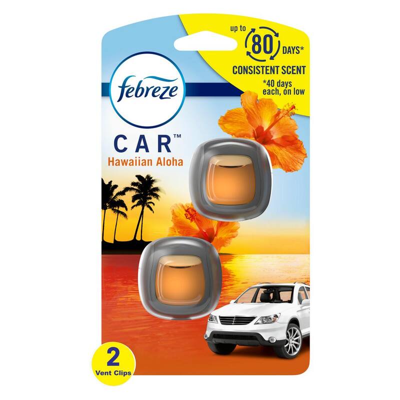 Febreze 0.06 oz. Hawaiian Aloha Scent Car Vent Clip Air Freshener (2-Pack) - 003077201107
