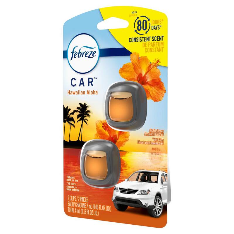 Febreze 0.06 oz. Hawaiian Aloha Scent Car Vent Clip Air Freshener (2-Pack) - 003077201107
