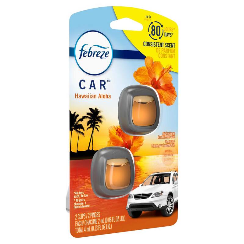 Febreze 0.06 oz. Hawaiian Aloha Scent Car Vent Clip Air Freshener (2-Pack) - 003077201107