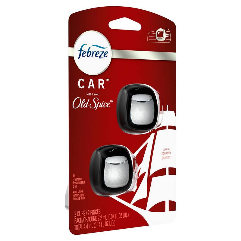Febreze 0.07 oz. Old Spice Scent Car Vent Clip Air Freshener (2-Pack) - 003077201054