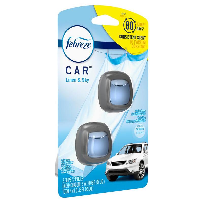 Febreze 0.06 oz. Linen and Sky Scent Car Vent Clip Air Freshener (2-Pack) - 003077201052