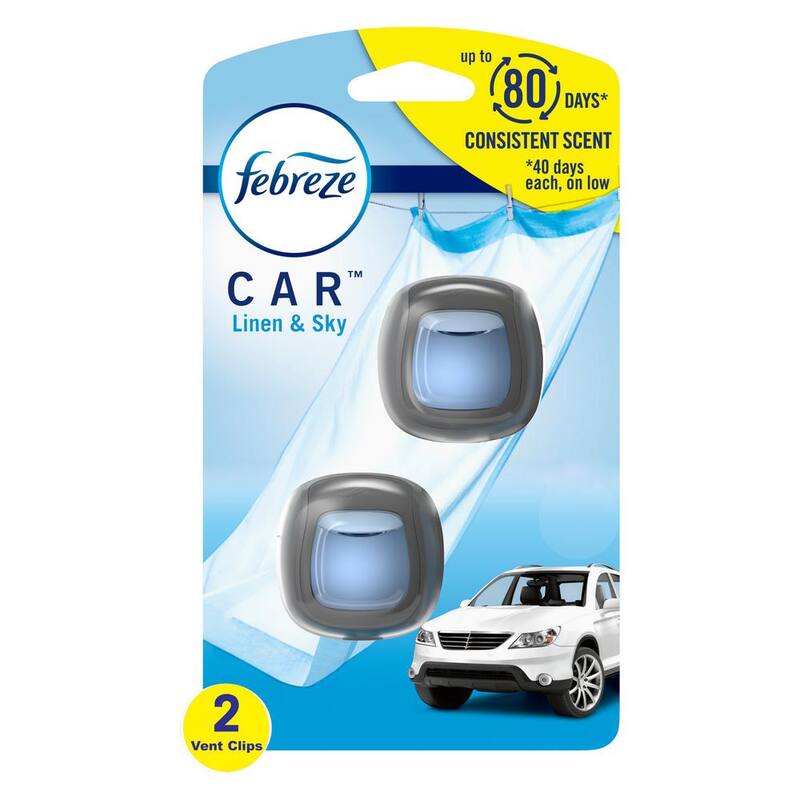 Febreze 0.06 oz. Linen and Sky Scent Car Vent Clip Air Freshener (2-Pack) - 003077201052