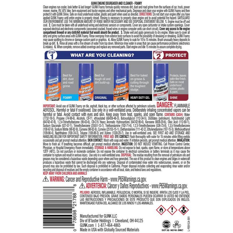 GUNK 17 oz. Foamy Engine Cleaner and Degreaser Spray - FEB1CA/6