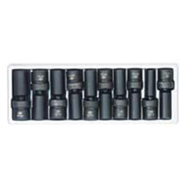 Gourmetgalley 10 Pieces 1/2 Drive MM Deep Swivel Socket Set 10 - 19mm - GO2960376