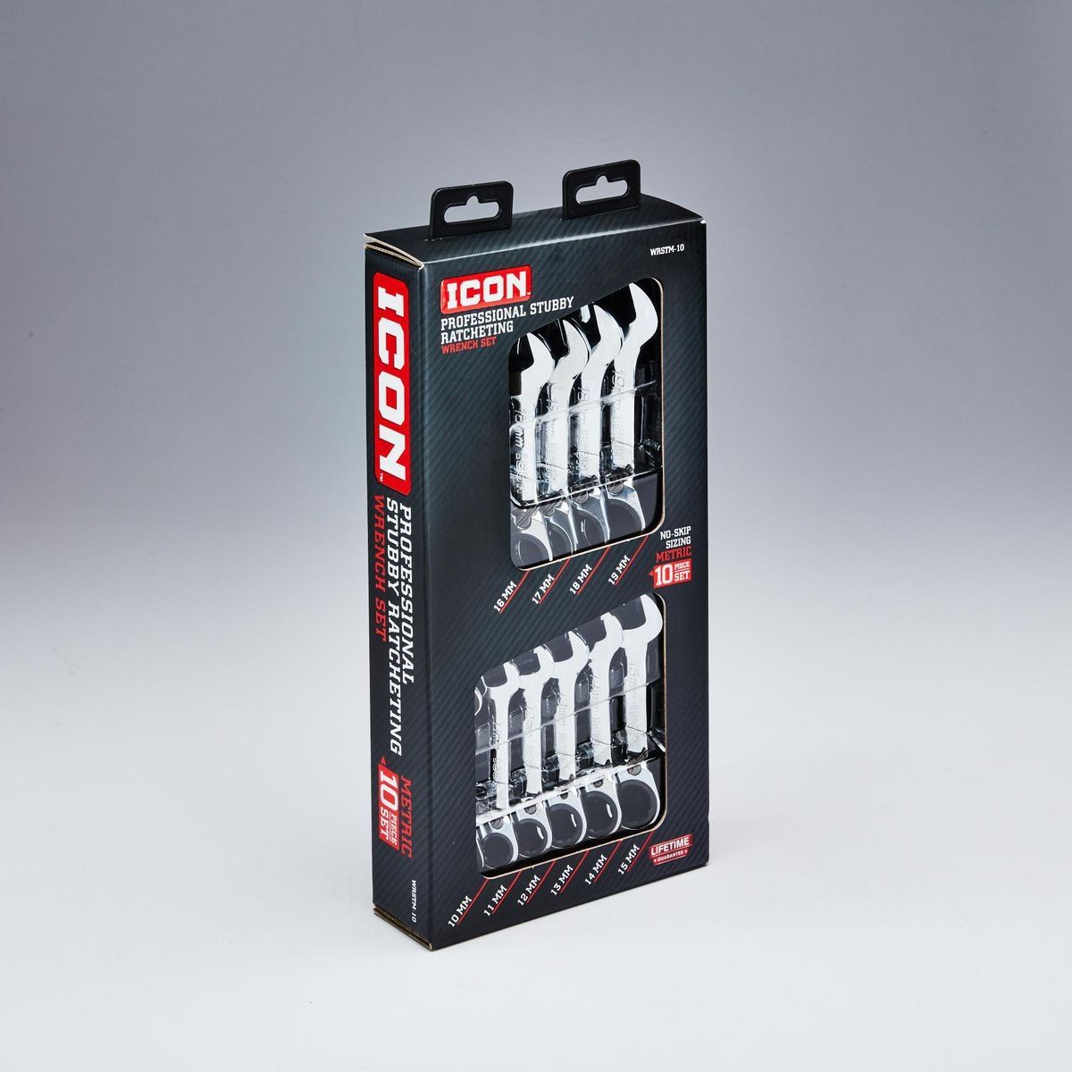 Set de Llaves Combinadas Métricas de Carraca Profesional con Cabezal Corto Icon, 10 Piezas - 64838