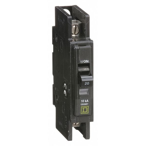 Square D Miniature Circuit Breaker, QOU Series, 20A, 1 Pole, 120/240V AC, 10kA at 120/240V AC - QOU120
