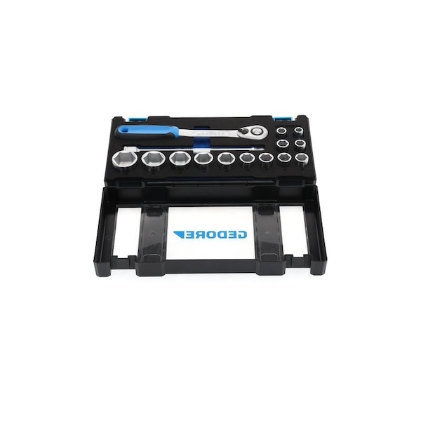 Gedore 1/2" Drive Socket Set, Metric, 15 pcs - 19 DMU-20