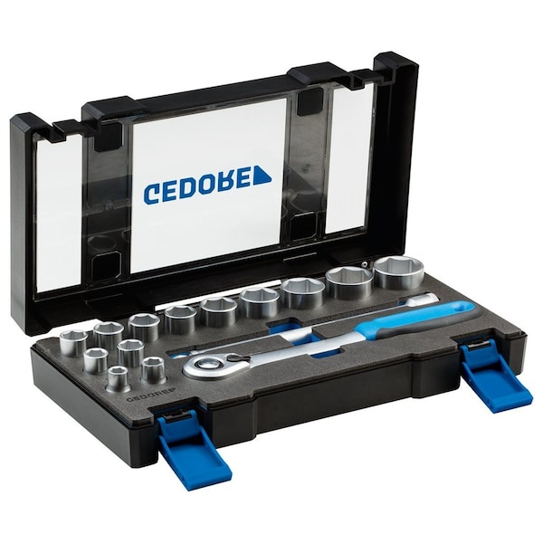 Gedore 1/2" Drive Socket Set, Metric, 15 pcs - 19 DMU-20