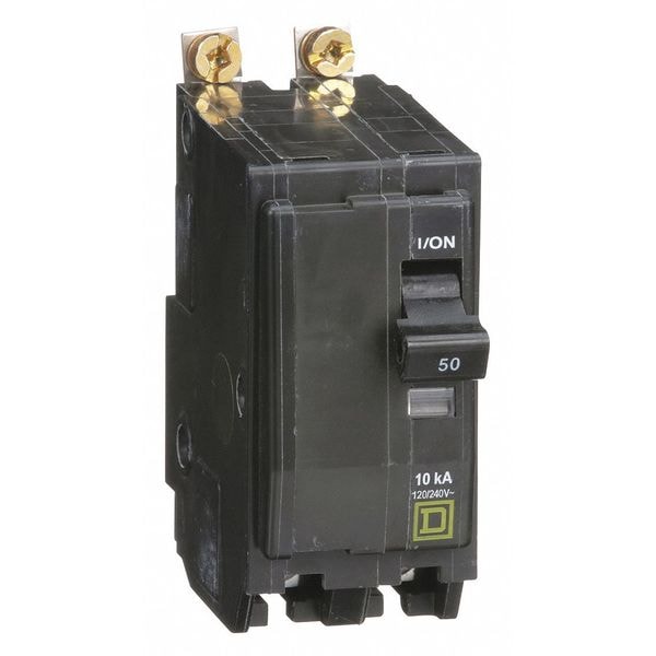 Square D Miniature Circuit Breaker, QOB Series, 50A, 2 Pole, 120/240V AC, 10kA at 120/240V AC - QOB250