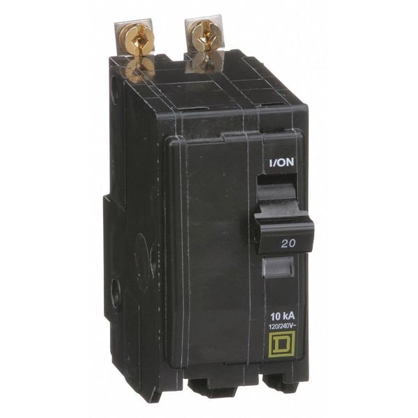 Square D Miniature Circuit Breaker, QOB Series, 20A, 2 Pole, 120/240V AC, 10kA at 120/240V AC - QOB220