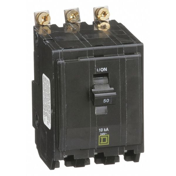 Square D Miniature Circuit Breaker, QOB Series, 50A, 3 Pole, 120/240V AC, 10kA at 120/240V AC - QOB350