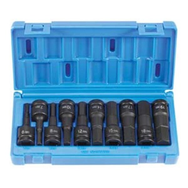 Grey Pneumatic Grey Pneumatic GY1498MH 1/2" Drive 10 Pieces Metric Hex Driver Set - GY1498MH