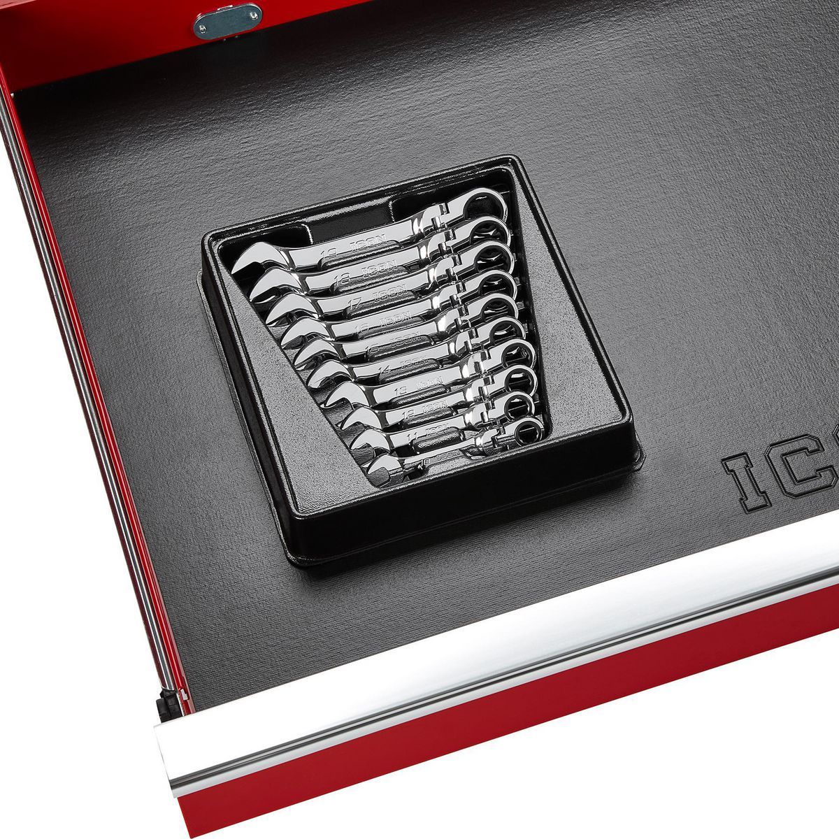 Juego de llaves combinadas de trinquete métricas con cabeza flexible de 10 piezas, marca Icon Professional Stubby - 57492