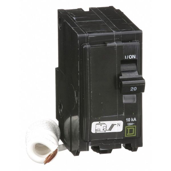 Square D Miniature Circuit Breaker, QO Series, 20A, 2 Pole, 120/240V AC, 10kA at 120/240V AC - QO220SWN