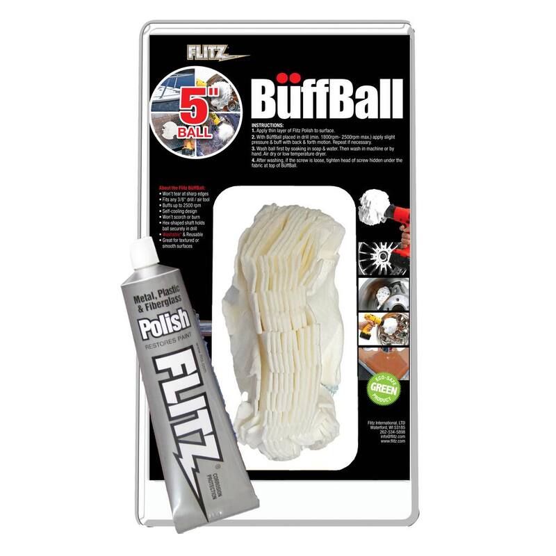 Flitz 5 in. White Large Original Buff-Ball in Clamshell Packaging - PB 101