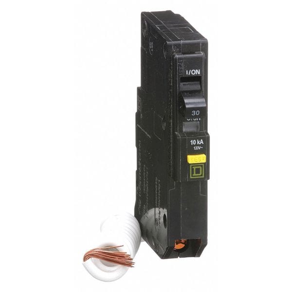 Square D Miniature Circuit Breaker, QO Series, 30A, 1 Pole, 120V AC, 10kA at 120V AC, A Curve - QO130GFI