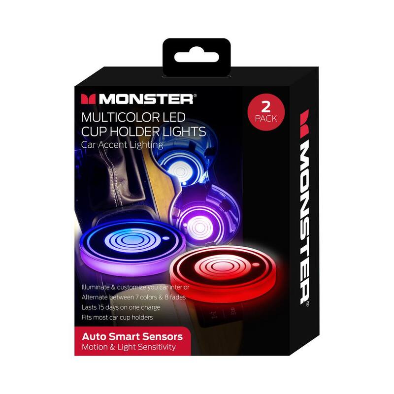 Monster Multi-Color LED RGB Cup Holder Light (2-Pack) - MLB7-1010-RGB