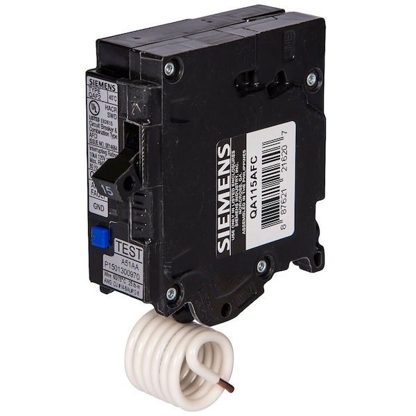 Siemens Miniature Circuit Breaker, QA Series, 20A, 1 Pole, 120V AC, 10kA at 120V AC - QA120AFC