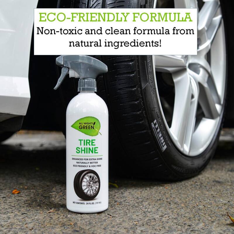 ALL MIGHTY GREEN 24 oz. Automotive Tire Shine, Eco-Friendly; VOC Free; Non-Toxic; Trigger Spray Bottle(2-pack) - AMG-TS2400-01EC