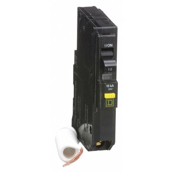 Square D Miniature Circuit Breaker, QO Series, 15A, 1 Pole, 120V AC, 10kA at 120V AC, A Curve - QO115GFI
