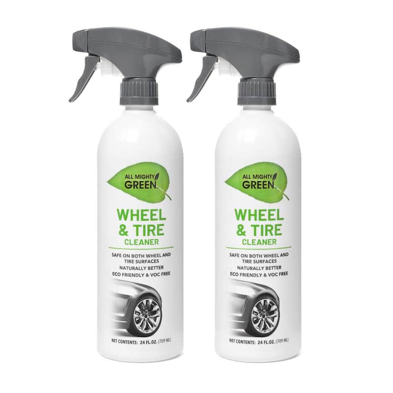 ALL MIGHTY GREEN 24 oz. Automotive Wheel and Tire Cleaner; Eco-Friendly; VOC Free; Non-Toxic; Trigger Spray Bottle(2-pack) - AMG-WC2400-01EC