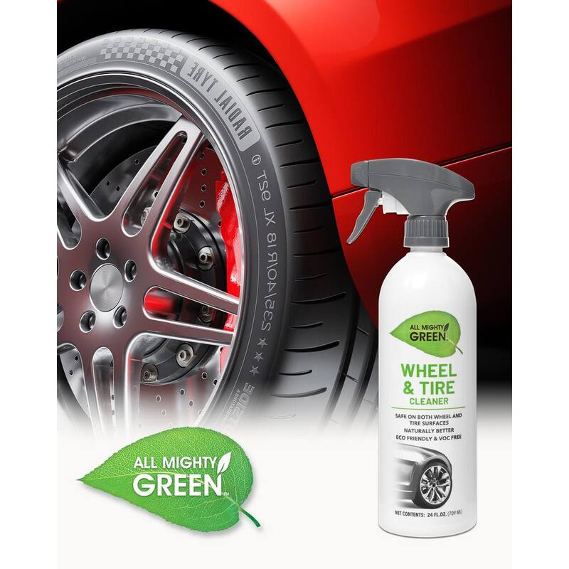ALL MIGHTY GREEN 24 oz. Automotive Wheel and Tire Cleaner; Eco-Friendly; VOC Free; Non-Toxic; Trigger Spray Bottle(2-pack) - AMG-WC2400-01EC