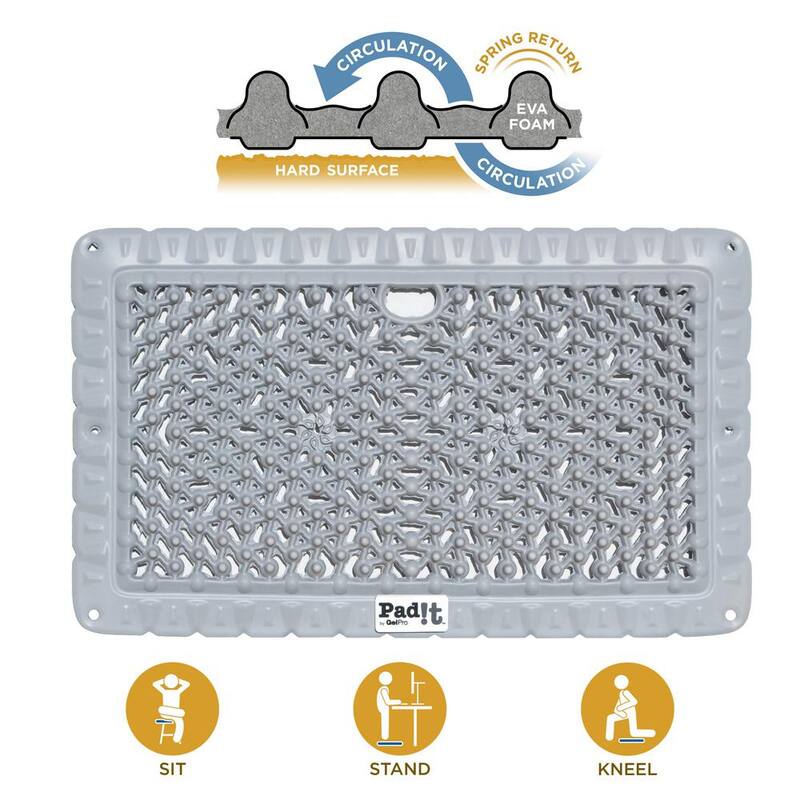 GelPro Pad-It Grey 11 in. x 18 in. Lightweight Stadium Seat/Kneeling Pad - 118-00-1118-2