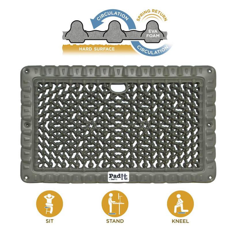 GelPro Pad-It Green 11 in. x 18 in. Lightweight Stadium Seat/Kneeling Pad - 118-00-1118-3