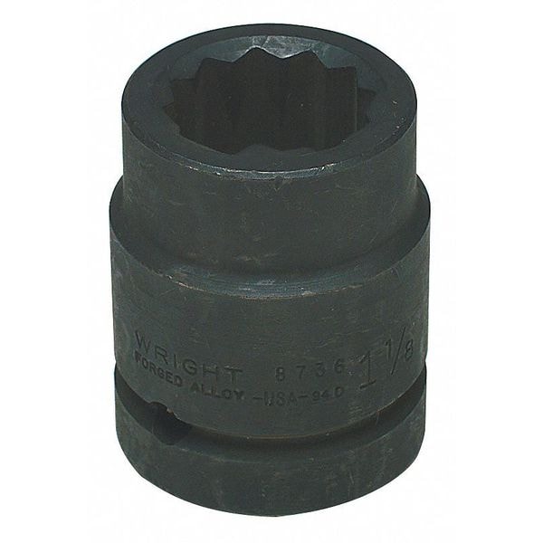 Wright Tool 1 in Drive Impact Socket 1 1/2 in Size, Standard Socket, black oxide - 8748