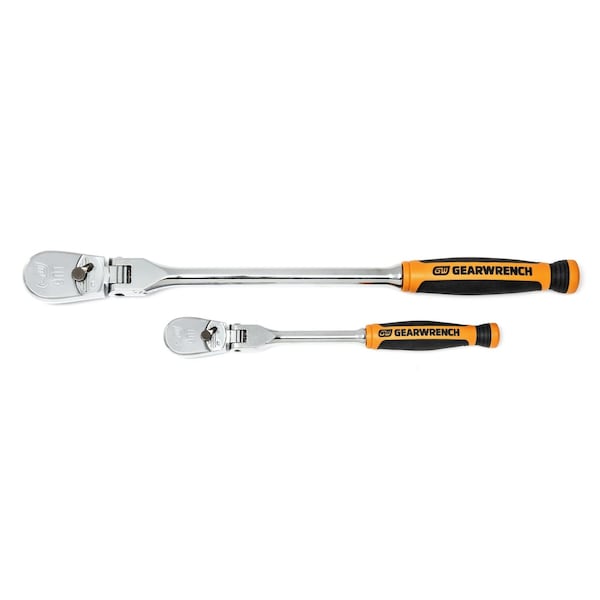 Gearwrench 2 Piece 1/4" & 3/8" Drive 90-Tooth Dual Material Flex Head Teardrop Ratchet Set - 81204T