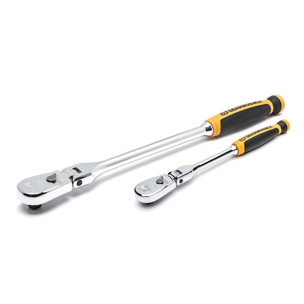 Gearwrench 2 Piece 1/4" & 3/8" Drive 90-Tooth Dual Material Flex Head Teardrop Ratchet Set - 81204T