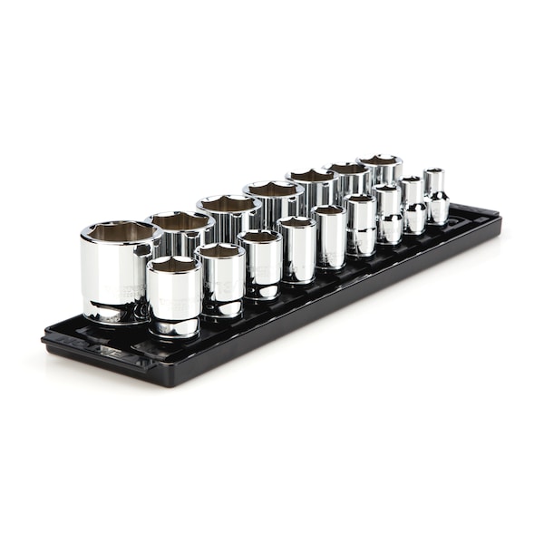 Tekton 1/2 Inch Drive 6-Point Socket Set with Rails, 16-Piece (3/8-1-5/16 in.) - SHD92001