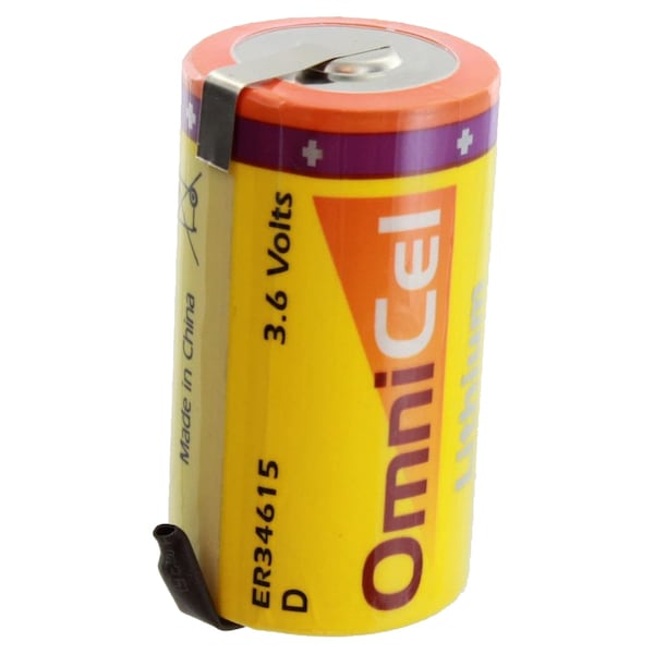 Omnicel ER34615 3.6 Volt 19 Ah D High Energy Lithium Battery w/ Tabs - ER34615/T