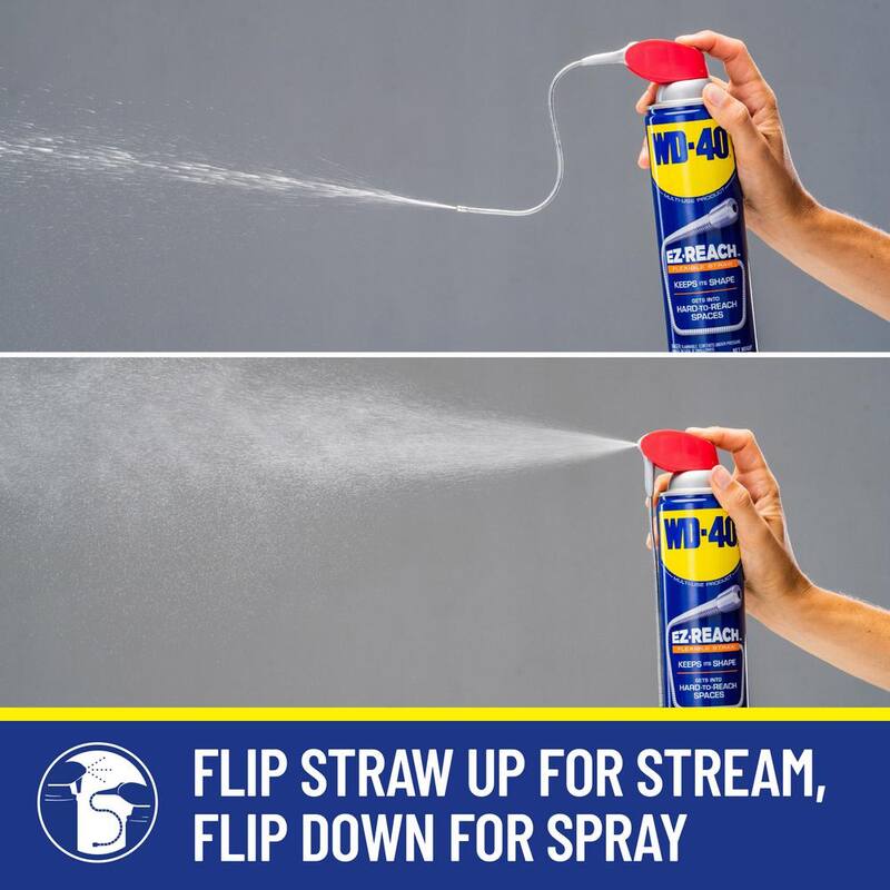 WD-40 14.4 oz. WD-40 EZ-REACH, Original WD-40 Formula, Multi-Purpose Lubricant Spray with 8 in. Flexible Straw - 490191