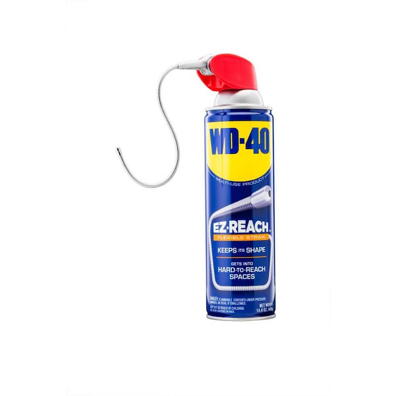 WD-40 14.4 oz. WD-40 EZ-REACH, Original WD-40 Formula, Multi-Purpose Lubricant Spray with 8 in. Flexible Straw - 490191