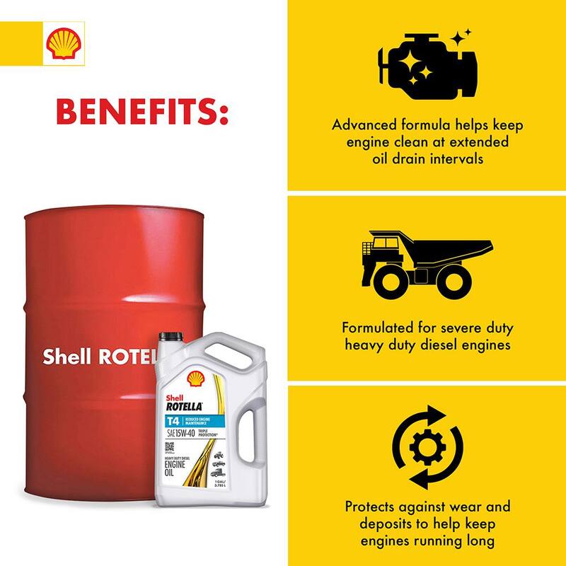 Shell Rotella T4 Triple Protection SAE 15W-40 Diesel Motor Oil 1 Gal. - 550045126