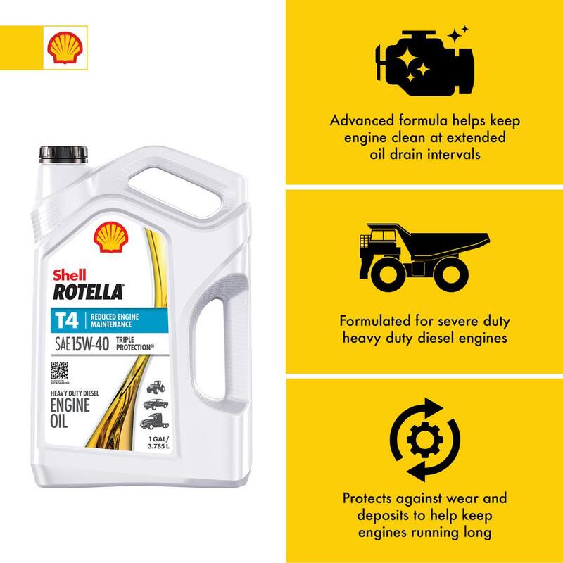 Shell Rotella T4 Triple Protection SAE 15W-40 Diesel Motor Oil 1 Gal. - 550045126