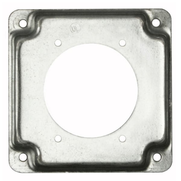 Raco Electrical Box Cover, Square Box Type, 2 Gangs, Square, Galvanized Zinc, Single Receptacle Cover - 813C