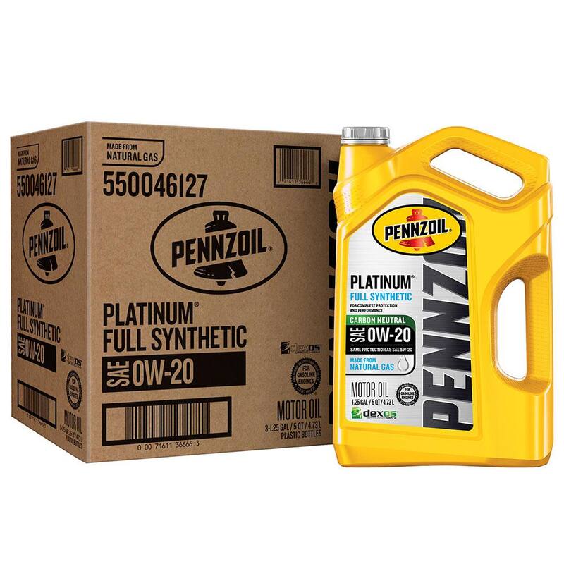 Pennzoil Platinum SAE 0W-20 Full Synthetic Motor Oil 5 Qt. - 550046127