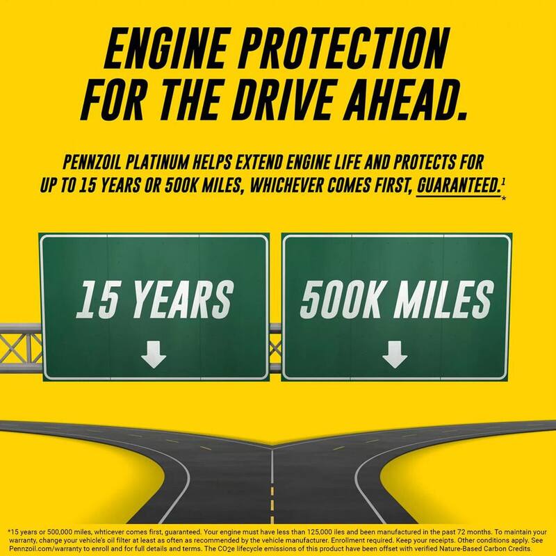 Pennzoil Platinum SAE 0W-20 Full Synthetic Motor Oil 5 Qt. - 550046127