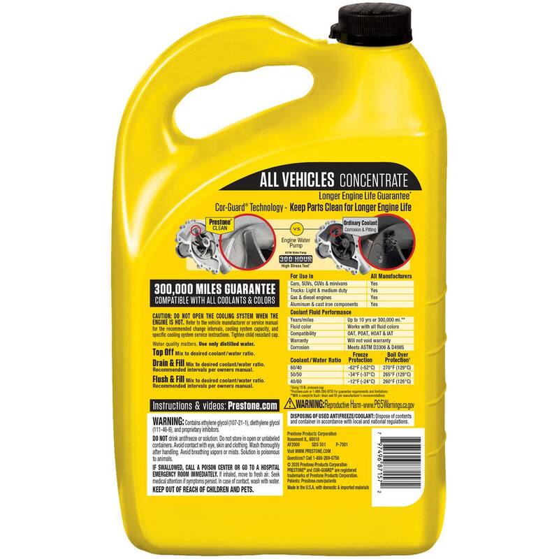 Prestone All Vehicles - 10yr/300k mi- Antifreeze+Coolant (1 Gal - Concentrate) - AF2000