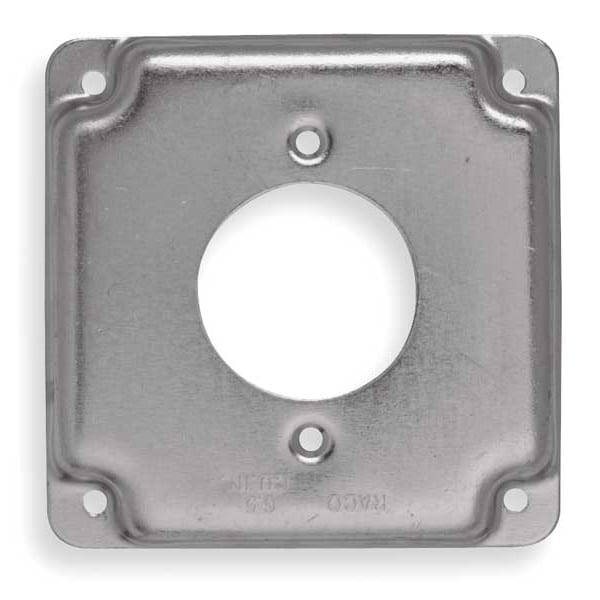 Raco Electrical Box Cover, Square Box Type, 2 Gangs, Square, Galvanized Zinc, Single Receptacle Cover - 811C