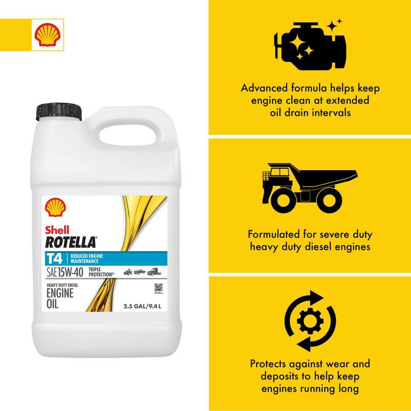 Shell Rotella T4 Triple Protection SAE 15W-40 Diesel Motor Oil 2.5 Gal. - 550045127
