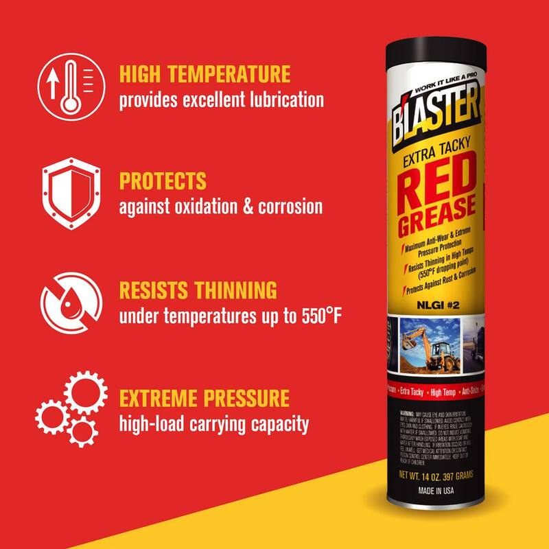 Blaster 14 oz. Extra Tacky Red Grease Cartridge for Grease Gun - GR-14C-HTR